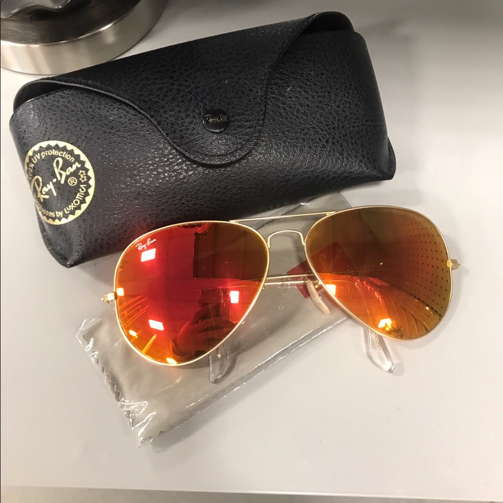 orange aviator raybans